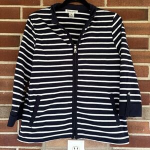 Bonnie Evans Blue White Stripe Jacket Light Jacket Women's Sz PM A3264